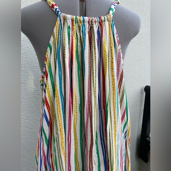Zara Dresses & Skirts - Zara Multi-coloured Rainbow Striped Linen Blend Boho Sun Maxi Dress XL